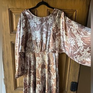 Floral Brown and Cream Women's Dress